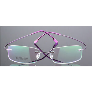 Seemfly Titanium Metal Glasses Frame Men Women Rimless Eyeglasses Spectacle Female Male Goggle Flexible Eyewear Unisex