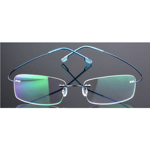 Seemfly Titanium Metal Glasses Frame Men Women Rimless Eyeglasses Spectacle Female Male Goggle Flexible Eyewear Unisex