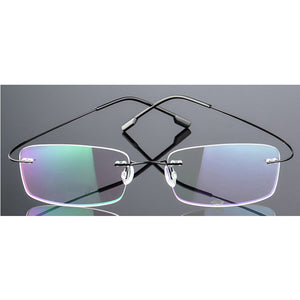 Seemfly Titanium Metal Glasses Frame Men Women Rimless Eyeglasses Spectacle Female Male Goggle Flexible Eyewear Unisex