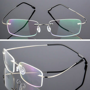 Seemfly Titanium Rimless Men Women Glasses Lightweight Spectacle Frameless Clear Lens Eyeglasses Plain Mirror Female Goggle