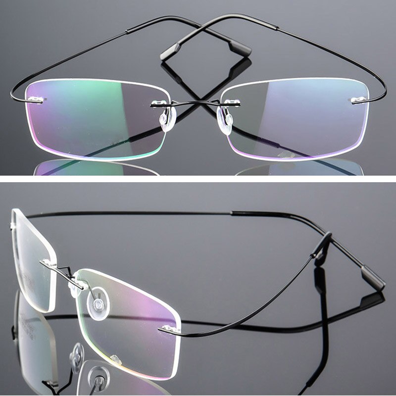 Seemfly Ultralight Frameless Glasses Titanium Alloy Bendable Glasses Frame  Super Stretch Metal Temple Eyeglasses