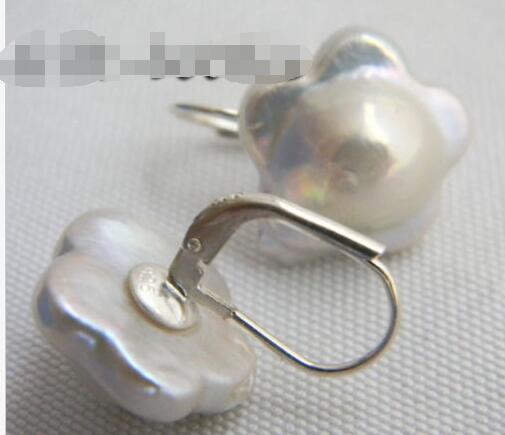 Selling tassel indian jewelry bohemian>16mm White Reborn Baroque Pearl Silver Dangle Earring