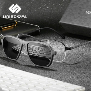 Semi Rimless Alloy Optical Glasses Frame Men Myopia Prescription Eyeglasses Frame Male UV400 Polarized Magnet Clip Sunglasses