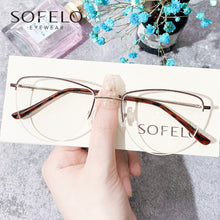 Load image into Gallery viewer, Semi Rimless Cat Eye Myopia Glasses Frame Women Optical Prescription Eyeglasses Frame Female Stainless Steel Spectacles Frame