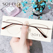 Load image into Gallery viewer, Semi Rimless Cat Eye Myopia Glasses Frame Women Optical Prescription Eyeglasses Frame Female Stainless Steel Spectacles Frame
