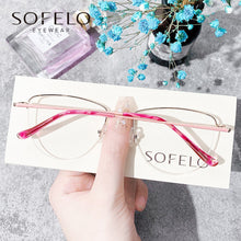 Load image into Gallery viewer, Semi Rimless Cat Eye Myopia Glasses Frame Women Optical Prescription Eyeglasses Frame Female Stainless Steel Spectacles Frame