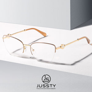 Semi Rimless Cat Eye Myopia Glasses Frame Women Optical Prescription Eyeglasses Frame Ladies Retro Luxury Brand Spectacles Frame