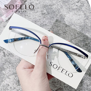 Semi Rimless Myopia Optical Glasses Frame Women  Prescription Eyeglasses Frame Ladies Stainless Steel Spectacles Frame