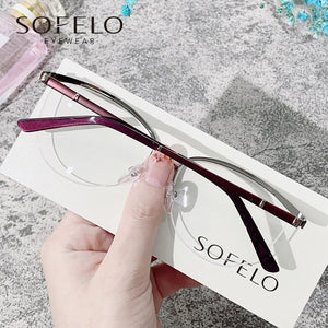 Semi Rimless Myopia Optical Glasses Frame Women  Prescription Eyeglasses Frame Ladies Stainless Steel Spectacles Frame