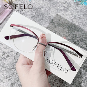 Semi Rimless Myopia Optical Glasses Frame Women  Prescription Eyeglasses Frame Ladies Stainless Steel Spectacles Frame