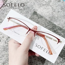 Carica l&#39;immagine nel visualizzatore di Gallery, Semi Rimless Myopia Optical Glasses Frame Women Prescription Eyeglasses Frame Ladies Red Stainless Steel Spectacles Frame 2022