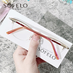 Semi Rimless Myopia Optical Glasses Frame Women Prescription Eyeglasses Frame Ladies Red Stainless Steel Spectacles Frame 2022