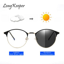Load image into Gallery viewer, Semi Rimless Photochromic Glasses Men Anti Blue Light Blocking Glasses Color Changed Polarized Sunglasses Women Computer Glasses