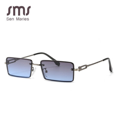Sen Maries Black Tinted Sunglasses Rimless Men Retro Rectangular Sun Glasses For Women 2023 Pink Gold Metal