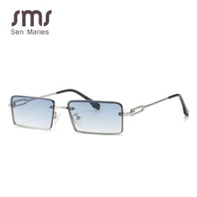 Load image into Gallery viewer, Sen Maries Black Tinted Sunglasses Rimless Men Retro Rectangular Sun Glasses For Women 2023 Pink Gold Metal
