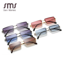 Load image into Gallery viewer, Sen Maries Black Tinted Sunglasses Rimless Men Retro Rectangular Sun Glasses For Women 2023 Pink Gold Metal