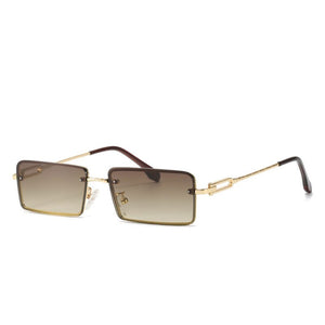 Sen Maries Black Tinted Sunglasses Rimless Men Retro Rectangular Sun Glasses For Women 2023 Pink Gold Metal