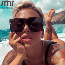 Load image into Gallery viewer, Sen Maries Oversized Square Sunglasses Women 2023  Brand Designer Sunglasses Men One Piece Men Gafas Shade Mirror UV400