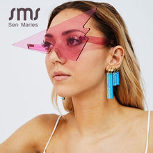 Load image into Gallery viewer, Sen Maries Oversized Triangle Sunglasses Women 2023 Vintage Rimless One Piece Rimless Eyewear Men Shades Unique Glasses UV400