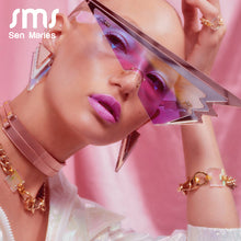 Load image into Gallery viewer, Sen Maries Oversized Triangle Sunglasses Women Vintage Rimless One Piece Rimless Eyewear Men Shades Unique Glasses UV400