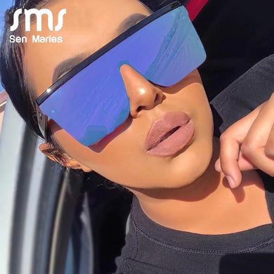 Sen Maries Oversized Womens Sunglasses Sun Glasses Big Frame Windproof Shades Men Flat Top Driving Goggles UV400