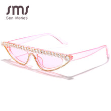 Load image into Gallery viewer, Sen Maries Small Cat Eye Diamond Sunglasses Women Rhinestone Sun Glasses Sexy Pink Black Vintage Eyeglasses Shades UV400