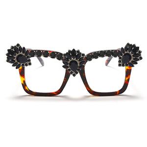 Sen Maries Square Optical Glasses Frames Men Women Computer Glasses Prescription Eyeglasses Diamond Rhinestone UV400