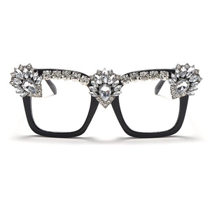 Sen Maries Square Optical Glasses Frames Men Women Computer Glasses Prescription Eyeglasses Diamond Rhinestone UV400