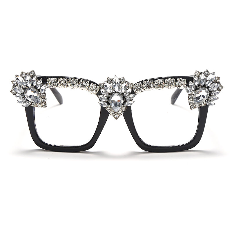 Sen Maries Square Optical Glasses Frames Men Women Computer Glasses Prescription Eyeglasses Diamond Rhinestone UV400