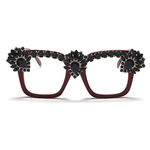 Sen Maries Square Optical Glasses Frames Men Women Computer Glasses Prescription Eyeglasses Diamond Rhinestone UV400