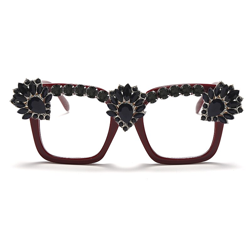 Sen Maries Square Optical Glasses Frames Men Women Computer Glasses Prescription Eyeglasses Diamond Rhinestone UV400