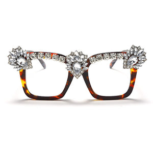 Sen Maries Square Optical Glasses Frames Men Women Computer Glasses Prescription Eyeglasses Diamond Rhinestone UV400