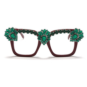 Sen Maries Square Optical Glasses Frames Men Women Computer Glasses Prescription Eyeglasses Diamond Rhinestone UV400