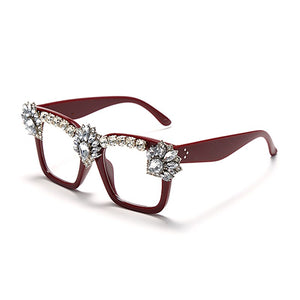 Sen Maries Square Optical Glasses Frames Men Women Computer Glasses Prescription Eyeglasses Diamond Rhinestone UV400