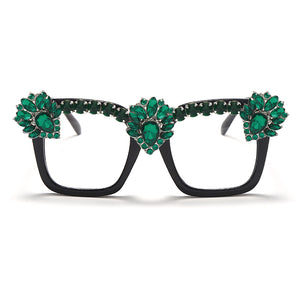 Sen Maries Square Optical Glasses Frames Men Women Computer Glasses Prescription Eyeglasses Diamond Rhinestone UV400