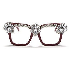 Sen Maries Square Optical Glasses Frames Men Women Computer Glasses Prescription Eyeglasses Diamond Rhinestone UV400