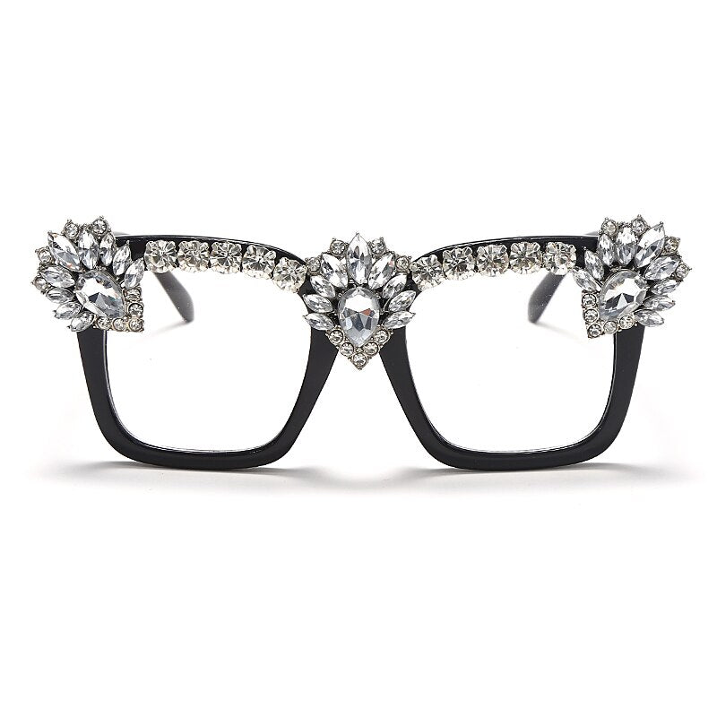 Sen Maries Square Optical Glasses Frames Men Women Computer Glasses Prescription Eyeglasses Diamond Rhinestone UV400