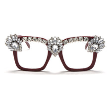 Carica l&#39;immagine nel visualizzatore di Gallery, Sen Maries Square Optical Glasses Frames Men Women Computer Glasses Prescription Eyeglasses Diamond Rhinestone UV400