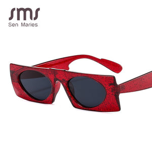 Sen Maries Vintage Square Sunglasses Women Retro Rectangle Frame Sun Glasses Black Red Flat Mirror Female Male Eyewear Oculos