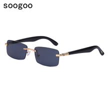 Load image into Gallery viewer, Set Diamond Rimless Rectangle Sunglasses For Men Tone Classic Vintage  Brand Designer Sun Glasses Women Lunettes