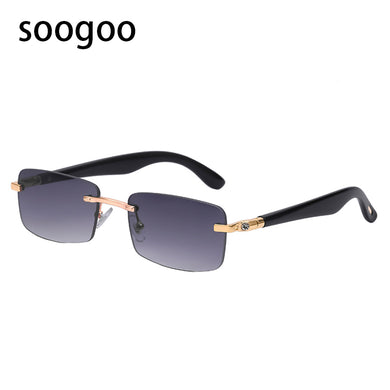 Set Diamond Rimless Rectangle Sunglasses For Men Tone Classic Vintage  Brand Designer Sun Glasses Women Lunettes