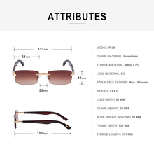 Load image into Gallery viewer, Set Diamond Rimless Rectangle Sunglasses For Men Tone Classic Vintage  Brand Designer Sun Glasses Women Lunettes