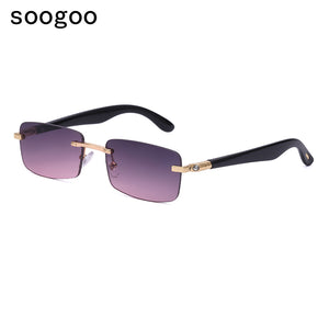 Set Diamond Rimless Rectangle Sunglasses For Men Tone Classic Vintage  Brand Designer Sun Glasses Women Lunettes