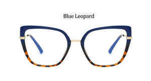 Sexy Blue Leopard Anti Blue Light Glasses Frames Women  Square Transparent Eyeglasses Frames  Computer Glasses