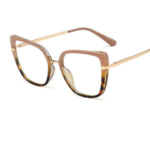Sexy Blue Leopard Anti Blue Light Glasses Frames Women  Square Transparent Eyeglasses Frames  Computer Glasses