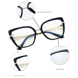 Sexy Blue Leopard Anti Blue Light Glasses Frames Women  Square Transparent Eyeglasses Frames  Computer Glasses