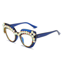 Carica l&#39;immagine nel visualizzatore di Gallery, Occhiali da vista in cristallo sexy cat eye per donna Occhiali da vista con montatura in diamante di marca Occhiali da ipermetropia retrò hip-hop da donna 