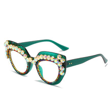 Carica l&#39;immagine nel visualizzatore di Gallery, Occhiali da vista in cristallo sexy cat eye per donna Occhiali da vista con montatura in diamante di marca Occhiali da ipermetropia retrò hip-hop da donna 
