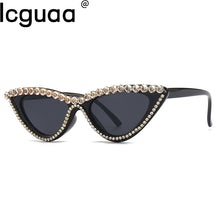 Load image into Gallery viewer, Sexy Female Cat Eyes Diamond Decro Shades 2023 Music Festival Designer Small Bling Crystal Dazzling Sunglasses