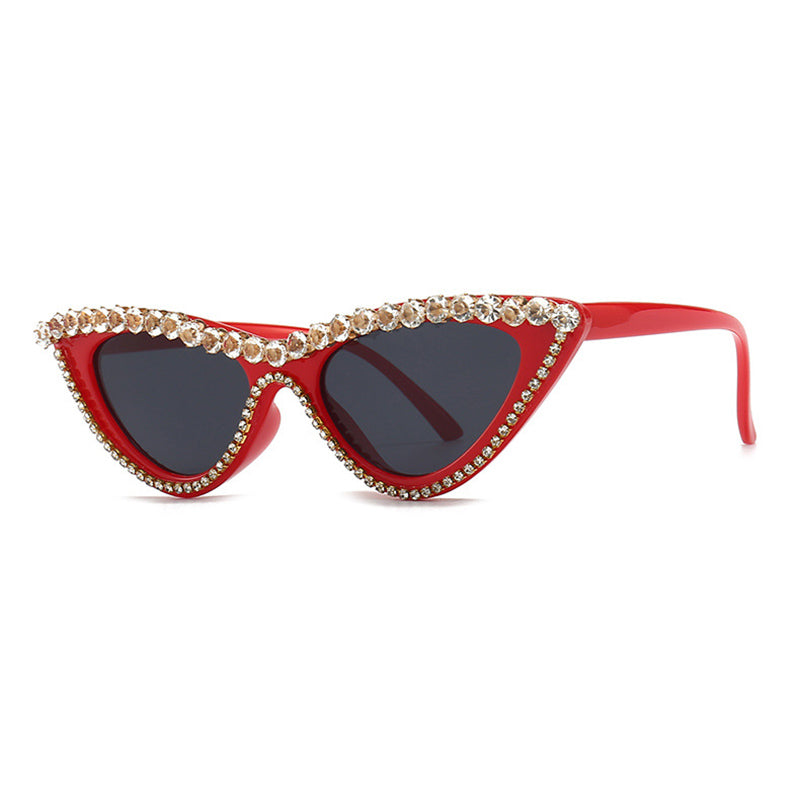 Sexy Female Cat Eyes Diamond Decro Shades 2023 Music Festival Designer Small Bling Crystal Dazzling Sunglasses